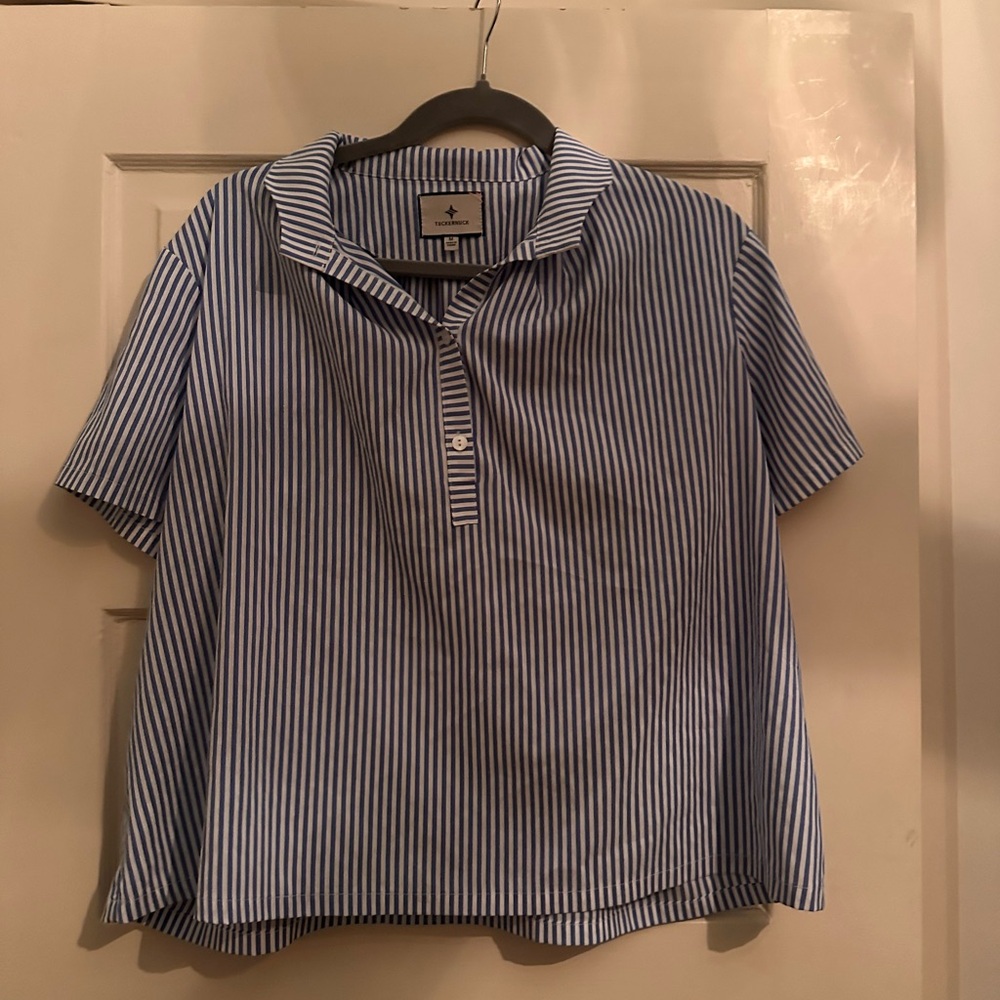 Tuckernuck Light Blue Striped Button Down Shirt - image 2